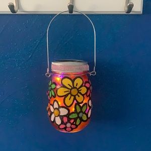 Fun & Funky Flower Power Sparkly Solar Lantern Hand-Painted by Love Marcy Arts